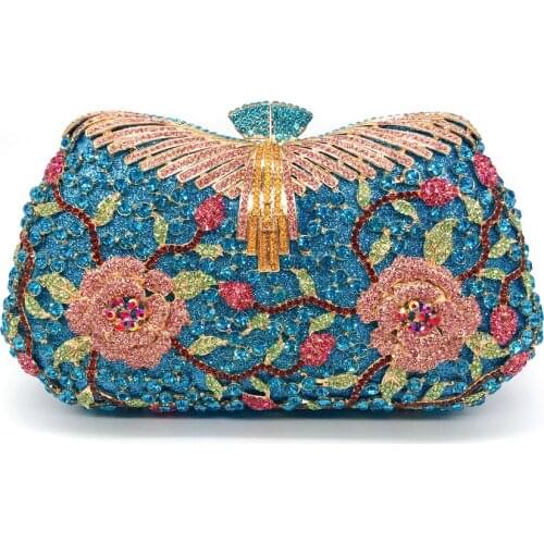 DAIWEI NEW FASHION Womens Crystals / Hollow-out Alloy Evening Bag Crystal Clutch Party Purse Wedding Small Handbag