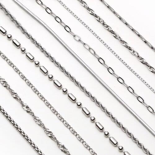 Chain Necklaces For Women Unisex Stainless Steel Rolo Wheat Box Snake Beads Chains Mens Necklace Classic 18-24inch 22883