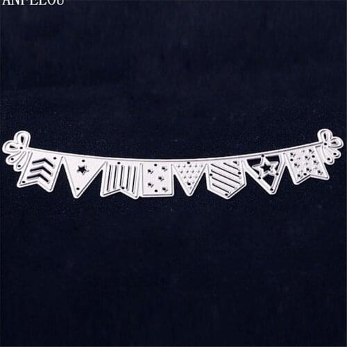 PANFELOU Metal craft Happy flags paper die cutting dies for Scrapbooking/DIY Easter wedding Halloween cards