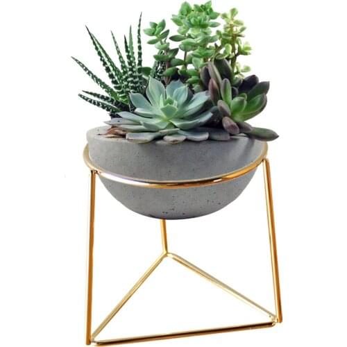 Flower Stand Rack Holder Rustic Style Simple Iron Hanging Metal Geometrical Circle Upper Triangle Plant Receptacle Decoration