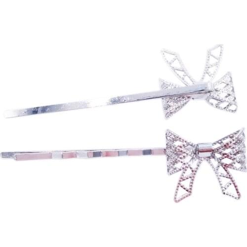 Silver Plated 120piece Hair Pins with 20mm Bows Blank Hairpins Jewelry Findings Hair accessories HPF26