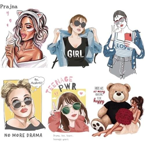 Prajna Fashion Girl Iron On Patches For Clothing Ballet Girl Thermal Heat Transfer Washable Ironing Stickers On T-shirt Applique