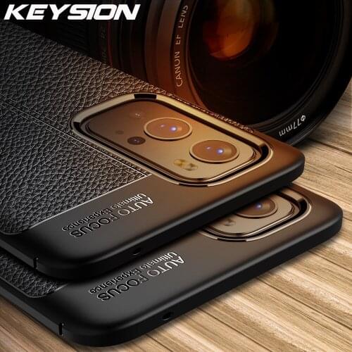 KEYSION Shockproof Case for OnePlus 9 9 Pro 5G leather texture soft silicone Phone Back Cover for OnePlus Nord N10 5G 1+ N100