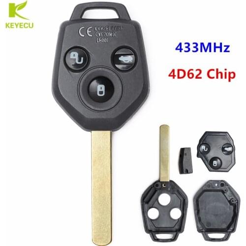 KEYECU 3 Buttons Uncut Key Keyless Remote Fob 433MHz 4D62 Chip for Subaru Forester Outback Legacy 2008-2014 P/N: 88049SC000