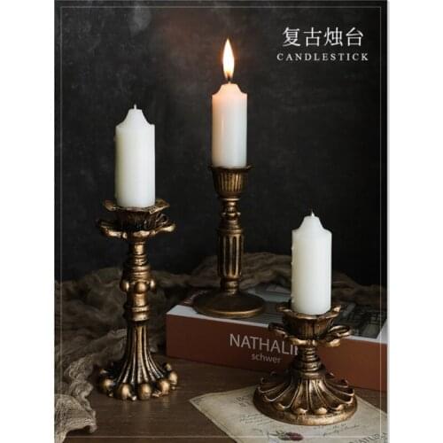 Retro Candlestick Resin Candle Holder Sconce Nostalgic Antique French Candle Stick Rack Accessories Home Decor