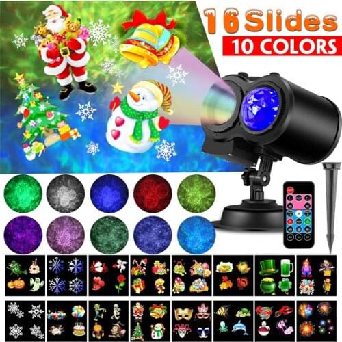 Thrisdar 16 Slides Ocean Wave Christmas Projector Light Outdoor Snowflakes S Spotlight Holiday Wedding Party Disco Stage Light