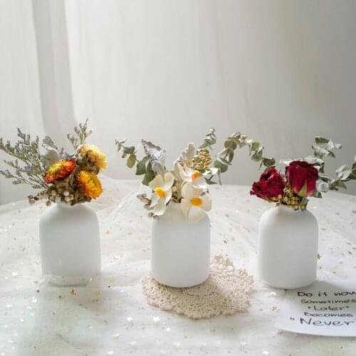 Vase Eucalyptus Leaves Rose Cotton Flowers Set Nordic Modern Home Room Party Decor Table Decoration and Accessor Aesthetic