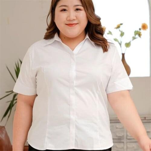 Summer Business Attire Women Shirts Temperament Short Sleeve Polo-Neck Work Outfit Blouses Office OL Tops Blusas MM0957