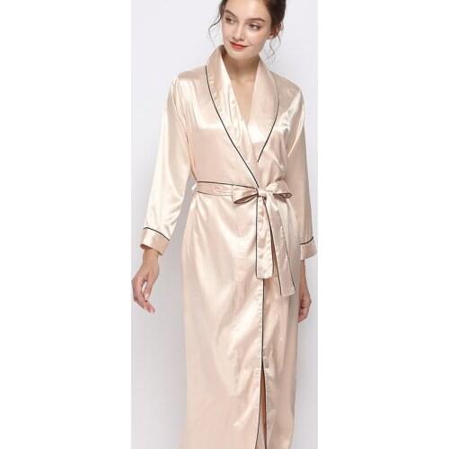 Womens Satin Woman Turndown Collar Robe Female Rayon Bathrobe Womens Robes Sleepwear Ladies Sexy Robe For Women Drop Shipping