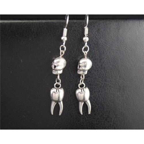 1Pair Rock Taro And Teeth Women Earrings Making Skeleton Halloween Party Gift Hip Hop Men Pendientes Jewelry E582