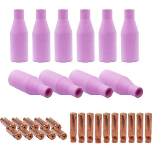 30Pcs MIG MAG welding accessories for welding torches AK 14 wear parts / 20x contact nozzles / 10x ceramic gas nozzles