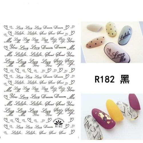 3D Stickers for Nails Black Geometry Line Love Nail Foil Sticker Small Adhesive Stickers for Manicure Nail Art Decoration