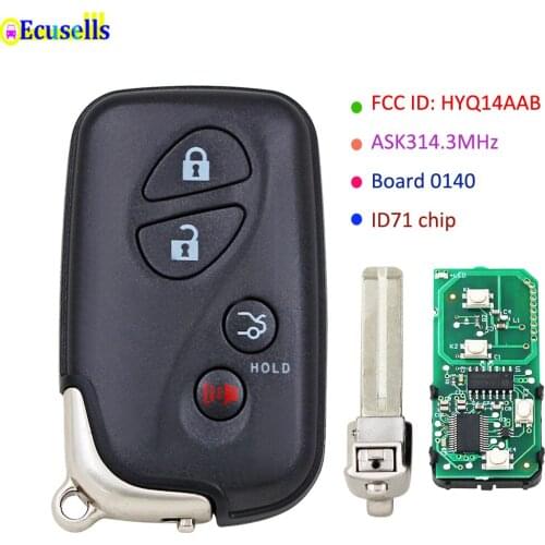 4 Buttons Smart Card remote key ASK314.3Mhz ID71 Board 0140 for Lexus US ES350 GS300 GS350 GS450H GS460 LS460 LS600H IS350 IS250