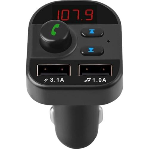 Car Bluetooth Adapter Voltage Display Dual USB Charger MP3 Player
