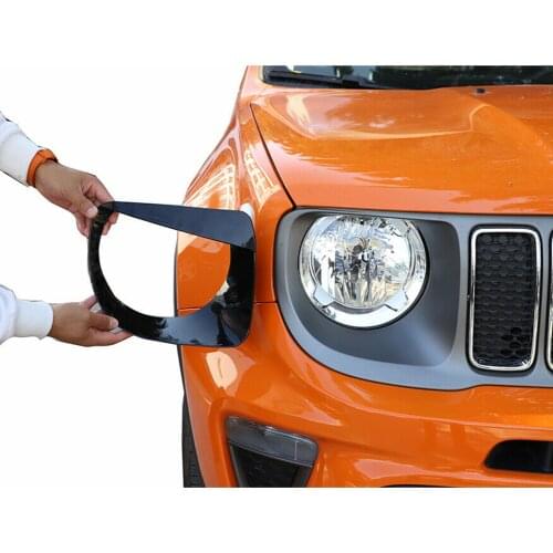 Car Headlight Lens Light Cover For Jeep Renegade 2019-2020 High Quality Front Light Headlight Lamp Angry Eyes Trim Cover