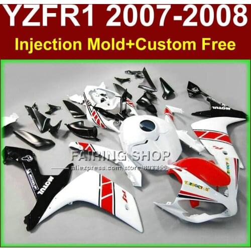 Pure white bodyworks for YAMAHA YZFR1 2007 2008 R1 fairing sets YZF R1 YZF1000 YZF 1000 07 08 fairings kits GF6R