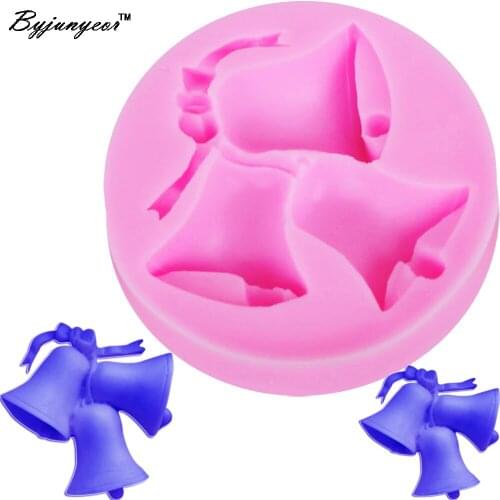Byjunyeor F1112 Epoxy UV Resin Christmas bells chocolate Candy Cookie cake decorating tools DIY baking fondant silicone mold