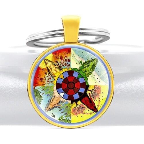 Fashion Earth Saint Girl Glass Cabochon Metal Pendant Key Chain Charm Men Women Key Ring Jewelry Gifts Keychains