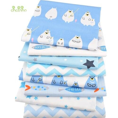 Chainho,8pcs/Lot,Bears Fshining Twill Cotton Fabric,Patchwork Cloth,DIY Sewing Quilting Fat Quarters Material For Baby&Children