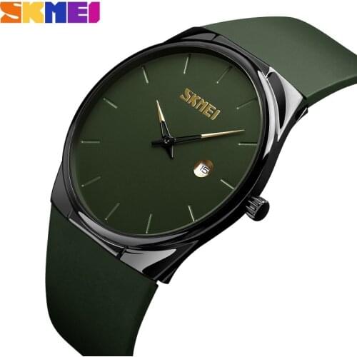 SKMEI Quartz Watch Men Lady Fashion Mens Women Wristwatches Waterproof PU Small Dial Watches Army Green relogio masc 1509