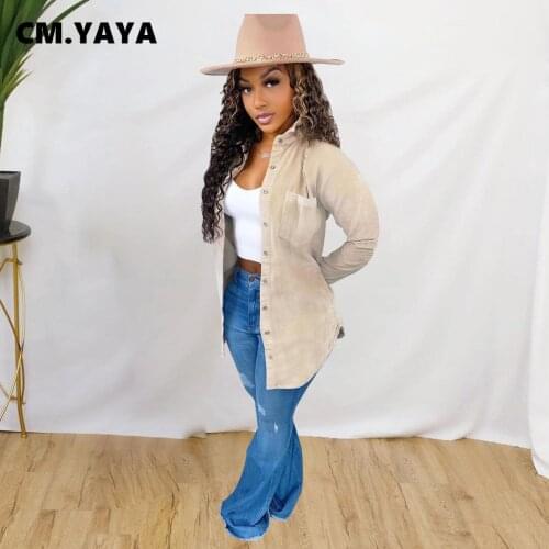 Женские вельветовые рубашки CM.YAYA China At AliExpress