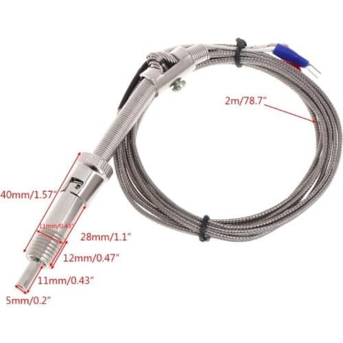 K Type Thermocouple Temperature Sensor Bayonet Compression Spring with 2m Cable