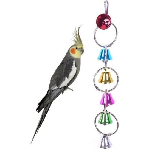 Bird Ring Bell Chew Toy Parrot Colorful Hanging Swing for Parakeet Cockatiel Conure Lovebirds Finch Canary Cage Play