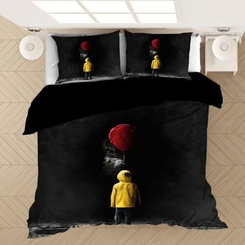Stephen Kings It 3D Bedding Set Duvet Covers Horror Movie Clown Series Comforter Bedding Sets Bedclothes Bed Linen(NO Sheet)