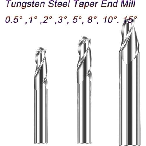 HRC55 3 Flute Tapered End Mills Tungsten Solid Carbide Milling Cutter Taper Router Bits Endmill 0.5 1 1.5 2 3 5 8 10 15 Dgree