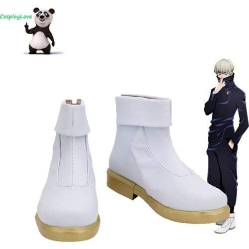 CosplayLove Jujutsu Kaisen Sorcery Fight Toge Inumaki White Shoes Cosplay Long Boots Leather Custom Made For Boys Male