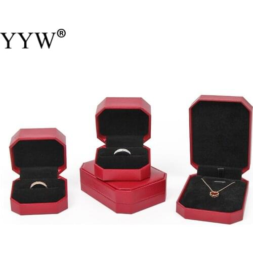 Leatherette Paper Jewelry Box For Women Gold Red PU Leather Engagement Ring Bracelets Display Gift Boxes Multifunctional Box set