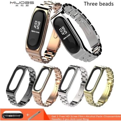 Mijobs Mi Band 3 Strap Metal Bracelet Smart Band Accessories for Xiaomi mi band 3
