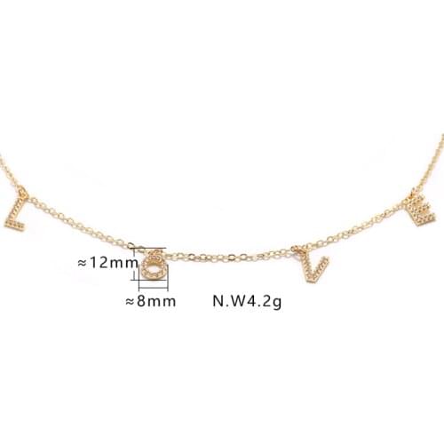 Trendy cubic zirconia diy letter necklace