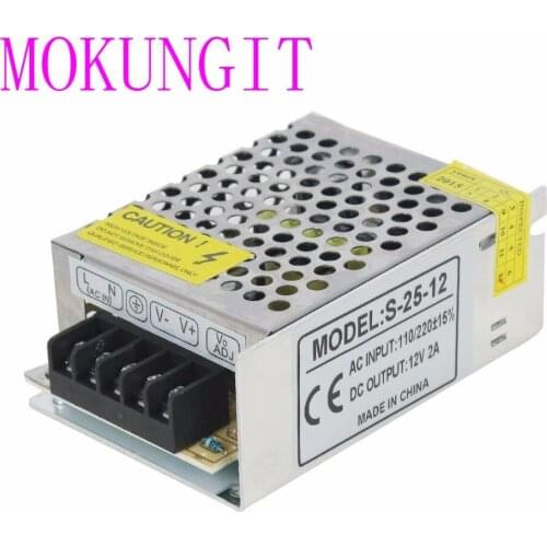 Mokungit 50pcs 12V 2A 24W Aluminum Case 100V-240V AC to DC Lighting Transformer,LED Driver for LED Strip Power Supply,Adapter