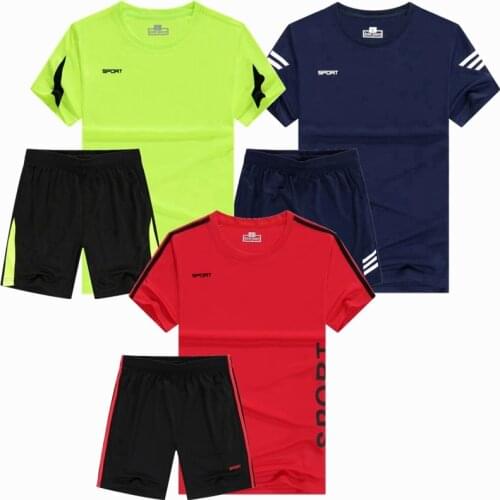 Men Sport Running sets,Soccer Training Tracksuits tennis Fitness Sportswear Gym exercise sports Sets soccer jerseys with shorts