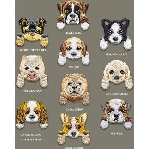 20pcs/lot Embroidery Patches Letters Clothing Decoration Accessories Cute Animals Puppy Dog Iron Heat Transfer Applique