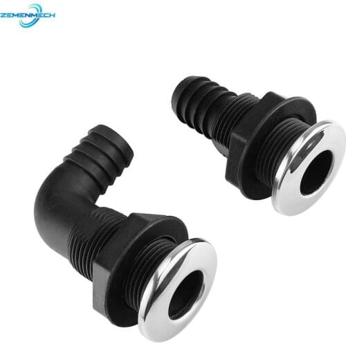 Nylon Plastic Thru Hull Bilge Fitting With Stainless Steel Rim Bilge Pump Aerator Hose Boat Marine Yacht Sail RV Accessories
