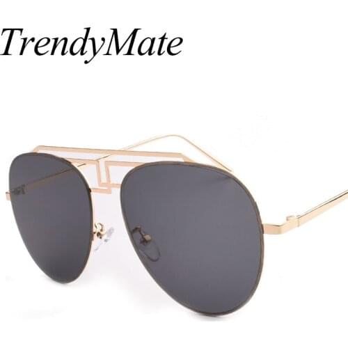 Hot 2018 New Girls Fashion Brand Pilot Sunglasses Women Butterfly Designer Mirror Female Oversized Big Sun Glasses 738M