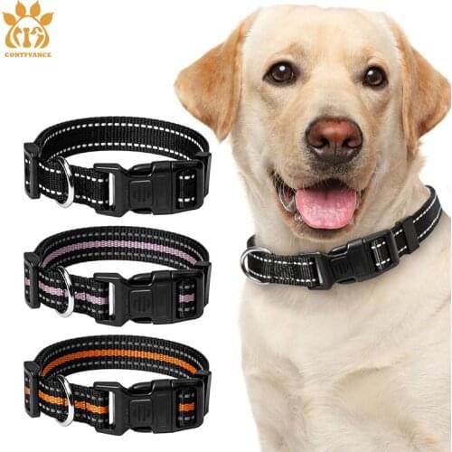 Dog Collar Military Adjustable Tactical Pets Collar Reflective High-Strength Nylon Material For Outdoor Training & Walking