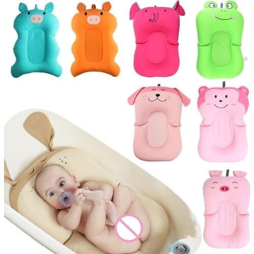 Support Dropshipping Baby Shower Portable Non-Slip Air Cushion Infant Baby Bath Pad Bathtub Mat Safety Bath Seat Support