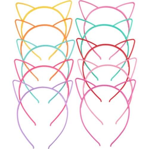 1Pcs Cute Cat Ears Teeth Headband 9 Colors Sweet fresh girl Plastic Hair Hoop for Baby Birthday Party gift Hair Accessories