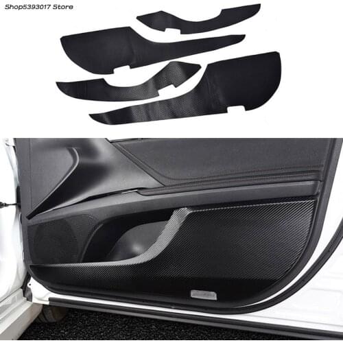 Car Door Anti-Kick Pad Carbon Fiber Leather Door Protection Film Stickers For Toyota Camry 2018 2019 2020 2021 Car Accessories
