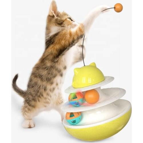 Promotional Funny Cats Pet Toys Circle Track Plastic Disk Cat Teaser Stick Katzenspielzeug Pet Toys Cat