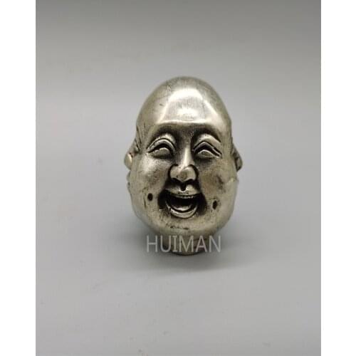 Collect Chinese Cupronickel Sculpture Four Sided Buddha Head Metal Crafts Home Decoration