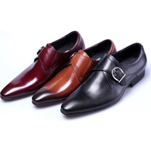 Classic Formal Shoes Casual Dress Shoes Mens Double Monk Strap buckle Leather Oxford pointed Toe oxford shoes big size