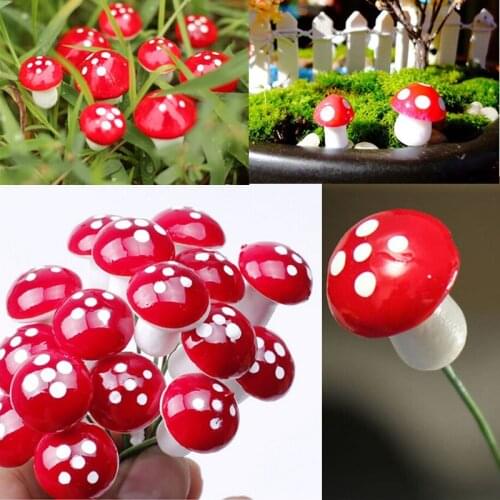 Garden Decoration Crafts Decorations 10Pcs 2cm Artificial Mini Mushroom Miniatures Bonsai Ornaments Accessories