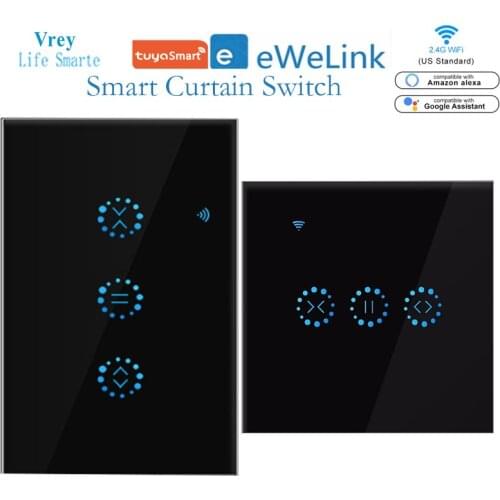 EU US WiFi Smart Curtain Switch Smart Curtain Control Switch Home Wall Fan Touch Switch Work Alexa Google Home