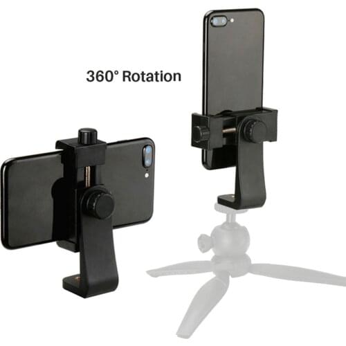 Universal Phone Tripod Mount Adapter Cellphone Clipper Stand Vertical 360 Degree Adjustable Holder