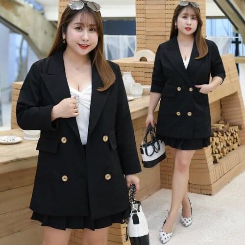 2020 spring new Plus Size Womens Korean small suit jacket casual black Double breasted blazers Autumn Coats ladies Outwear G75