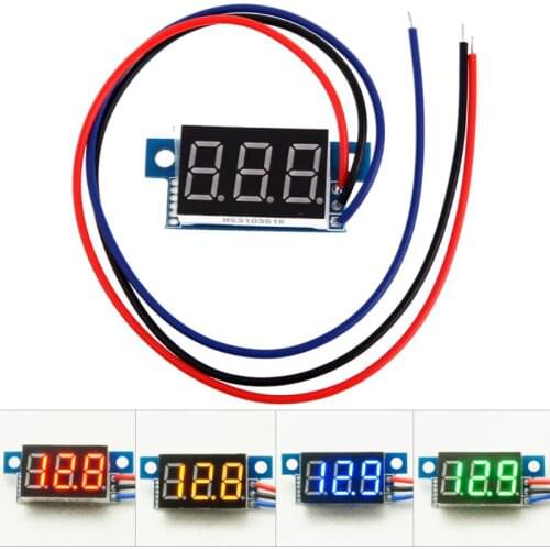 High Quality LED Digital Display Voltmeter DC 0V-100V 3 Wires Direct Current 0.36Inch 4 Colors Panel Voltage Tester Gauging Tool